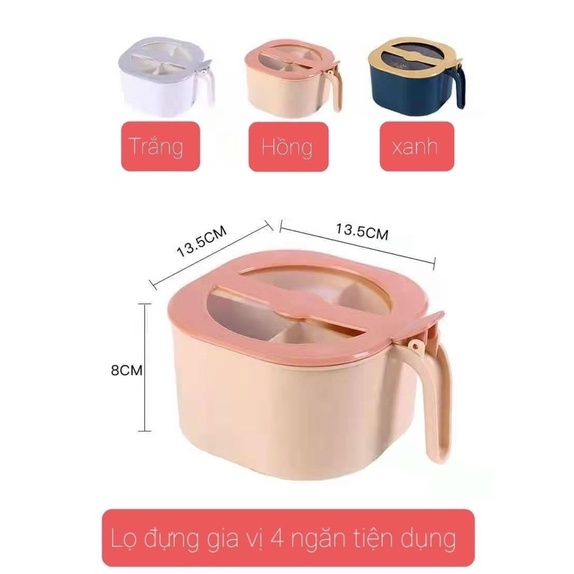 Hộp Đựng Gia Vị 4 Ngăn Có Nắp Đậy