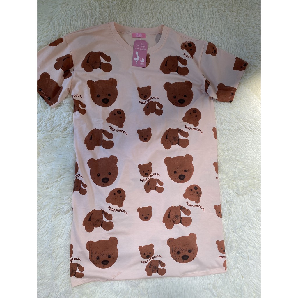 Váy ngủ dáng suông chất thun cotton mềm mát đầm ngủ cộc tay bầu bí mặc được V287