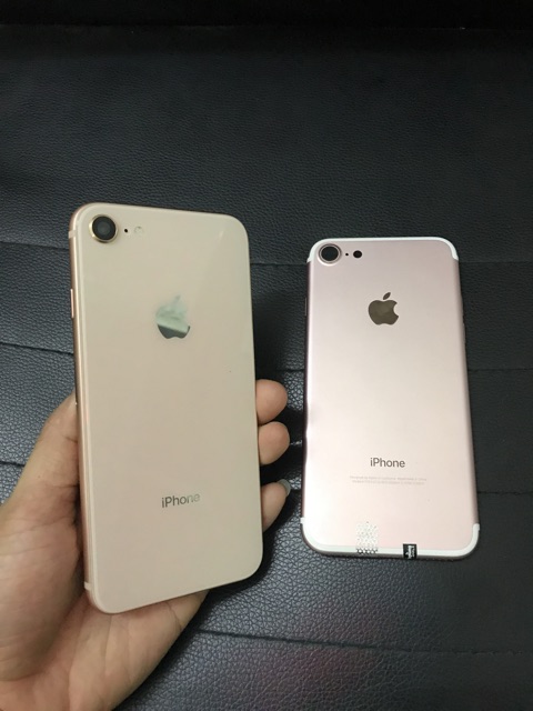 VỎ iPHONE 7 ĐỘ LÊN THÀNH iPHONE 8 MÀU ĐỎ, HỒNG GOLD, ĐEN