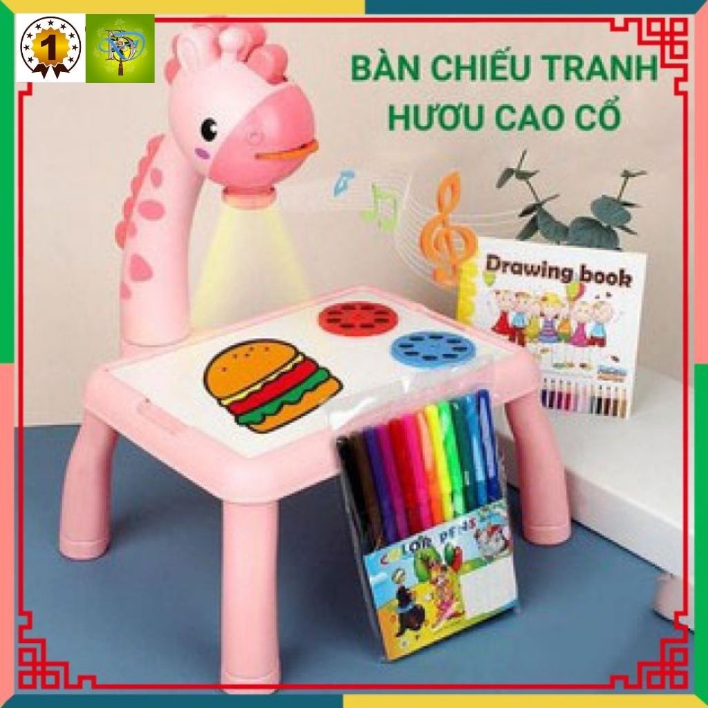 Máy chiếu đa năng,bàn vẽ tập tô thông minh hình chú hươu cao cổ và hình thiên nga với nhiều màu sắc cho bé yêu lựa chọn.