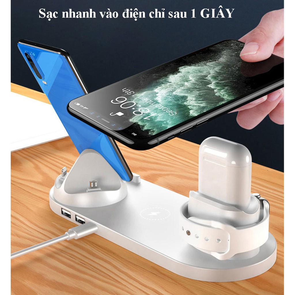 (FREESHIP) Sạc không dây đa năng 6in1 full box, hàng chuẩn chính hãng WS5 phù hợp cho apple