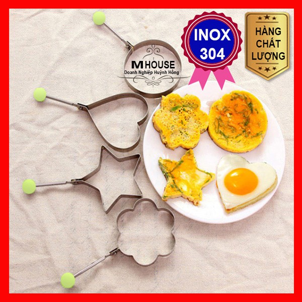 Combo 3 Khuôn Chiên Trứng Inox, Khuôn Bánh Rau Câu