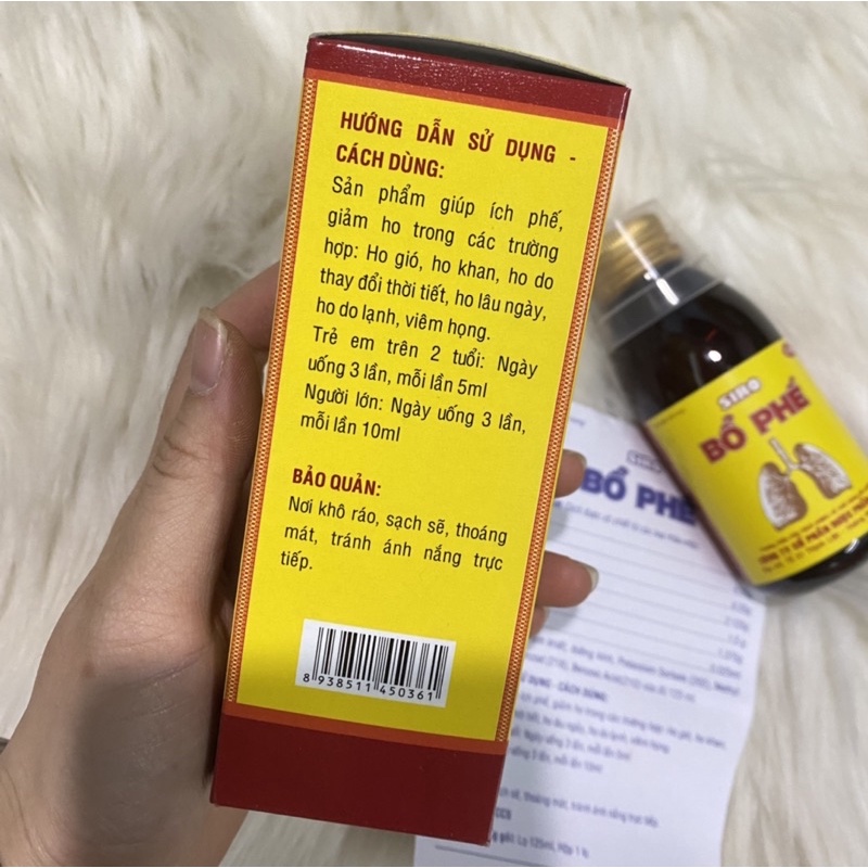 BỔ PHẾ 125ml - Hỗ trợ giảm ho trong các trường hợp: Ho gió, ho khan, ho do cảm lạnh, viêm họng, viêm phế quản