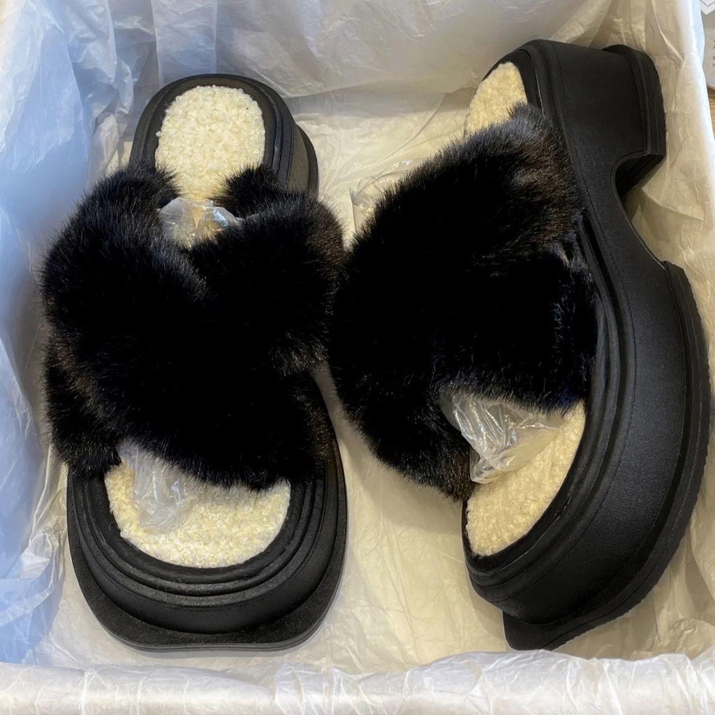 Dép Bông Xốp Quai Chéo Đế Dày Chống Trượt Thời Trang Thu Đông 2022 Cho Nữ