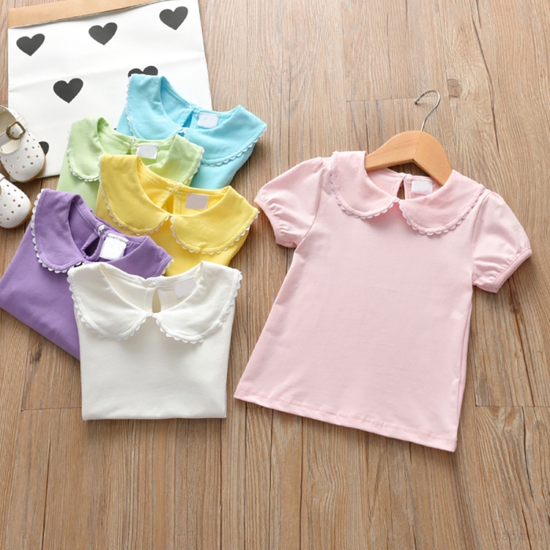 Áo Thun Cotton Tay Ngắn Cổ Tròn Thời Trang Mùa Hè Cho Bé Gái