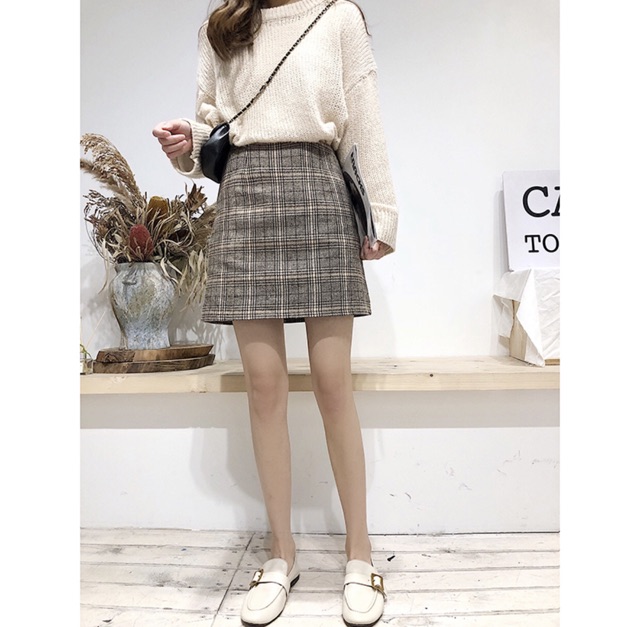 [CÓ SẴN] Chân Váy Dạ lưng cao họa tiết ca rô kẻ ô caro | BigBuy360 - bigbuy360.vn