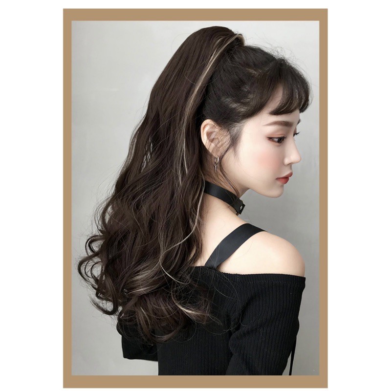 <Kèm Ảnh Thật> Ngoạm xoăn tóc giả line vàng sữa m060
