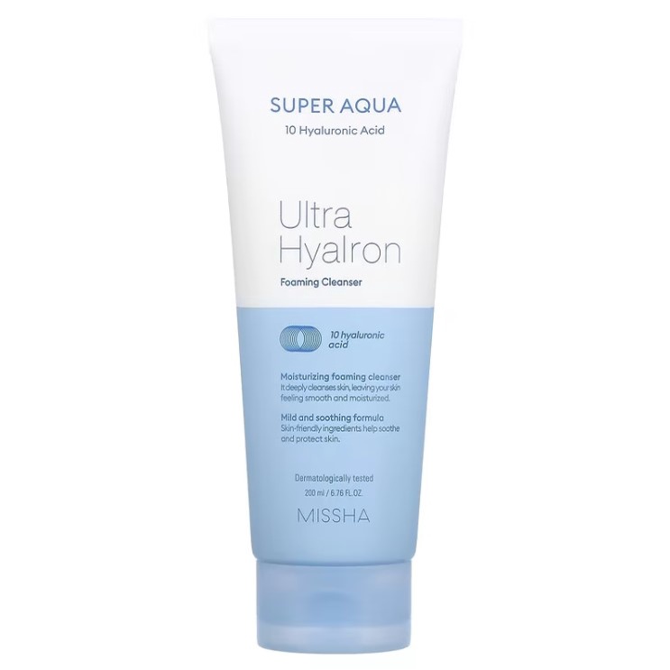 Sữa rửa mặt tạo bọt sạch sâu dưỡng ẩm Missha Super Aqua Ultra Hyalron Cleansing Foam 200ml