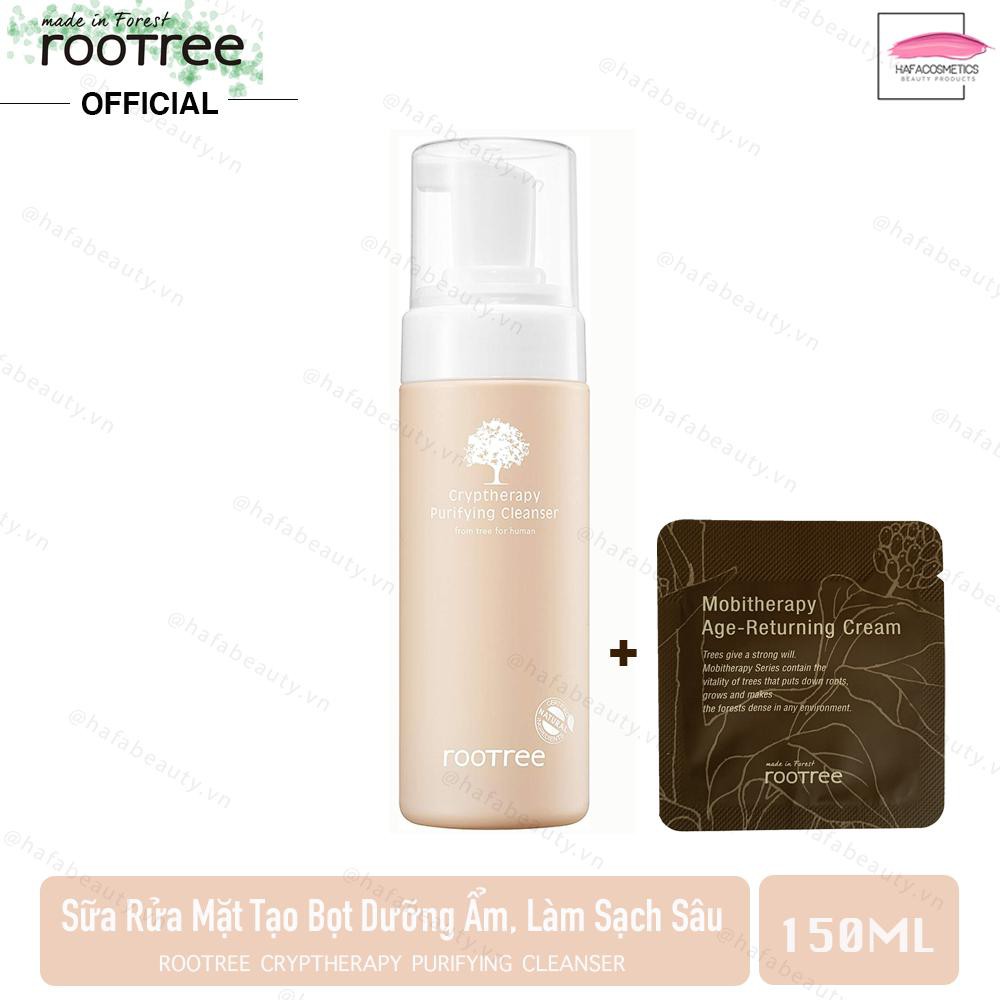 Sữa Rửa Mặt Tạo Bọt Rootree Cryptherapy Purifying Cleanser 150ml +Tặng 1 [Sample 1g] Kem Dưỡng Ẩm Ro