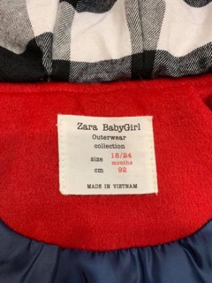 Áo dạ zara bé gái
