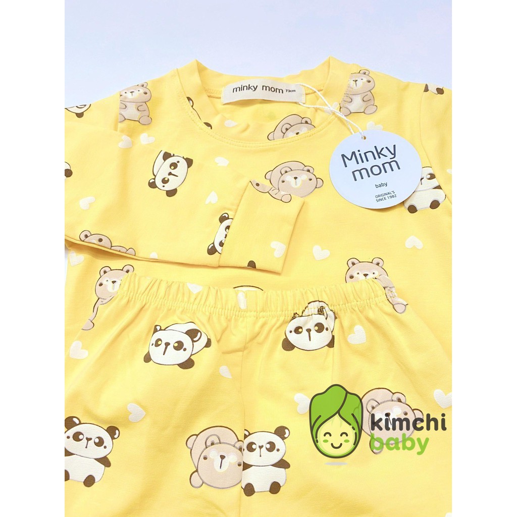 Bộ Dài Tay Cotton 100% Minky Mom Họa Tiết Cầu Vồng - Gấu Trúc - Khủng Long Dễ Thương Cho Bé MKM08 (Sz từ 7-19kg)