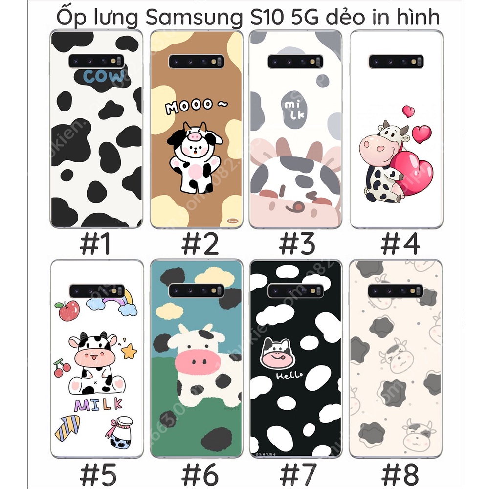Ốp lưng Samsung S10 5G dẻo in hình bò sữa, dễ thương
