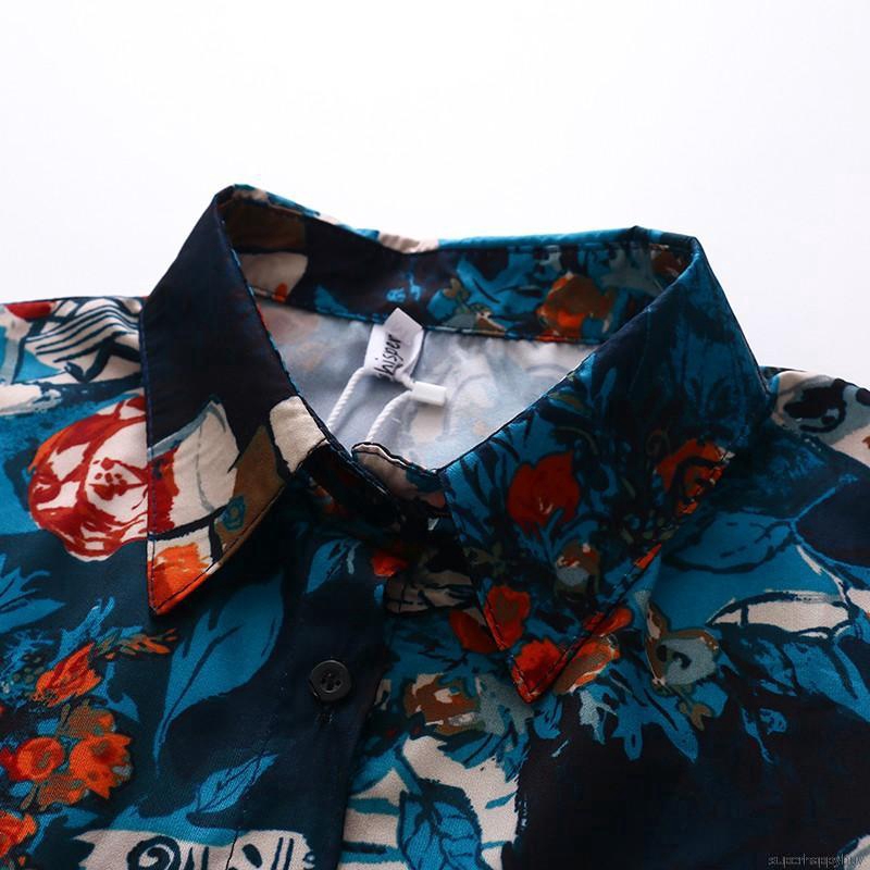 Áo sơ mi chiffon nữ in hoa tay dài thời trang Hàn dáng rộng | BigBuy360 - bigbuy360.vn