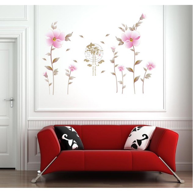 Decal trang trí Hoa Tím Nhạt cổ trang