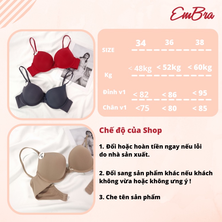 Áo Lót Nữ Có Gọng EMBRA Mỹ Đúc su cao cấp, áo ngực Copa Đệm dày áo lót nữ sinh học sinh mặc áo dài Mã EBALCG02