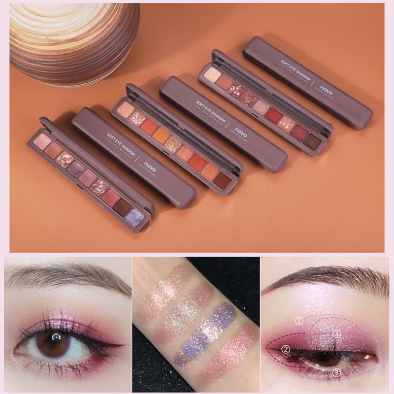 Bảng phấn mắt NOVO hiệu ứng lì/ ánh nhũ chống thấm nước lâu trôi sành điệu | BigBuy360 - bigbuy360.vn