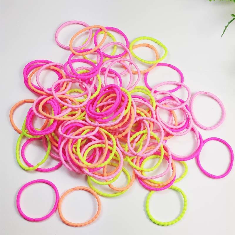 100pcs Children's Cartoon Cute Hair Rope Tie Hair Rubber Band Does Not Hurt Hair Korean Style Baby Princess Simple Small Hair Ring Girl Hair Accessories