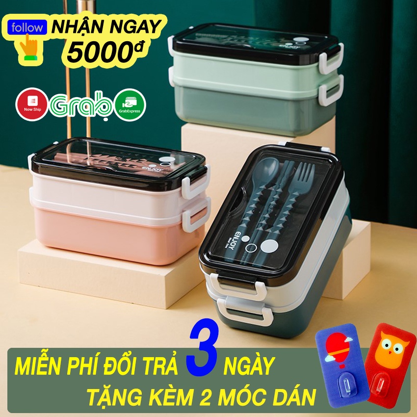 Hộp Đựng Cơm 2 Tầng Lõi Inox 304 Tiêu Chuẩn An Toàn Thực Phẩm , Giữ Nhiệt Tốt , Chống Rò Rỉ – Dùng Được Lò Vi Sóng