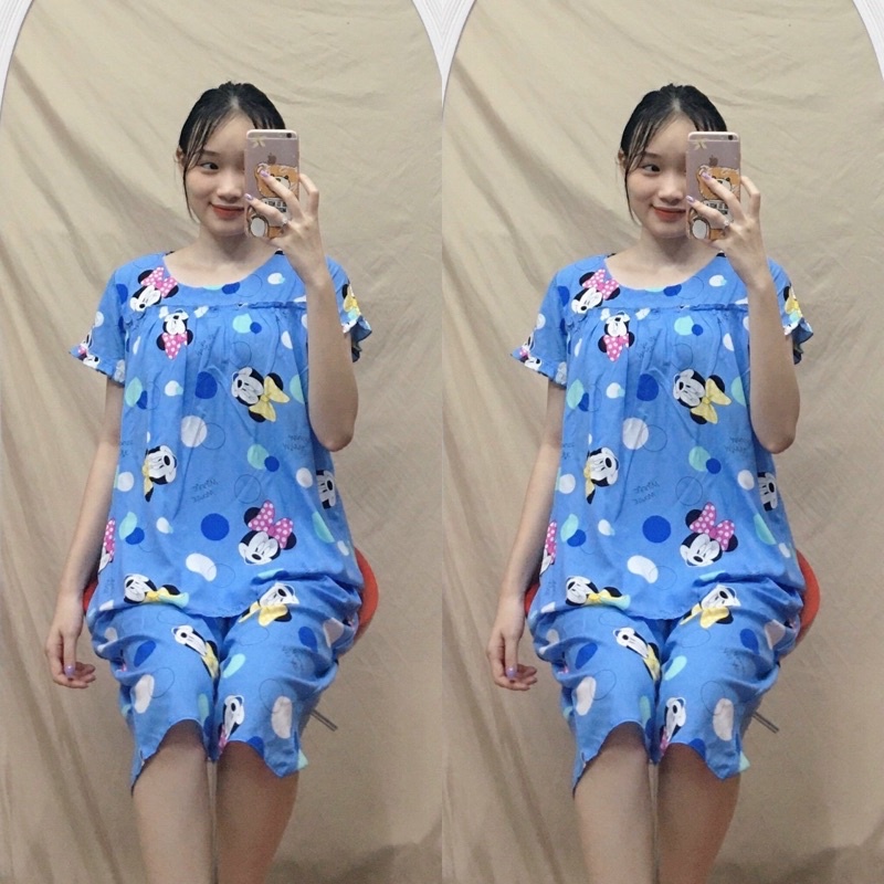 Bộ đồ lanh bầu chất mát dáng babydoll sau sinh