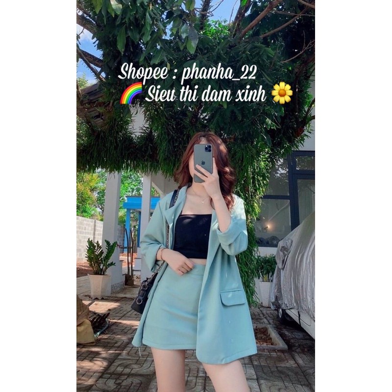 SET ÁO BLAZE,CHÂN VÁY NGẮN SIÊU XINH__XẢ KHO THANH LÝ GIÁ RẺ __ÁO VEST NỮ KÈM CHÂN VÁY CHỮ A PHONG CÁCH HÀN QUỐC | BigBuy360 - bigbuy360.vn