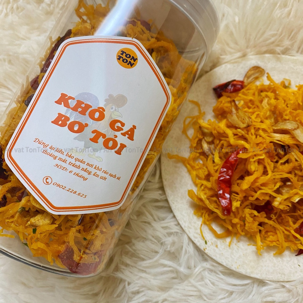 Khô gà bơ tỏi xé cay, giòn hũ pet 200g | TonTon đồ ăn vặt Hà Nội | BigBuy360 - bigbuy360.vn