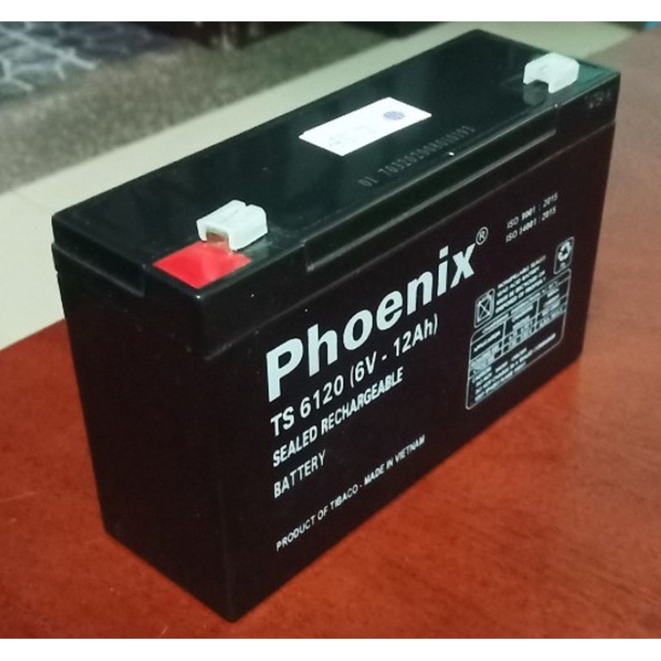 BÌNH ẮC QUY 6V-12Ah - MỚI - CHÍNH HÃNG PHOENIX
