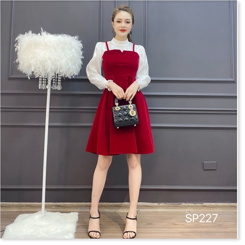 Đầm Nữ Xòe Phối tay Bồng Dự Tiệc Sang Chảnh