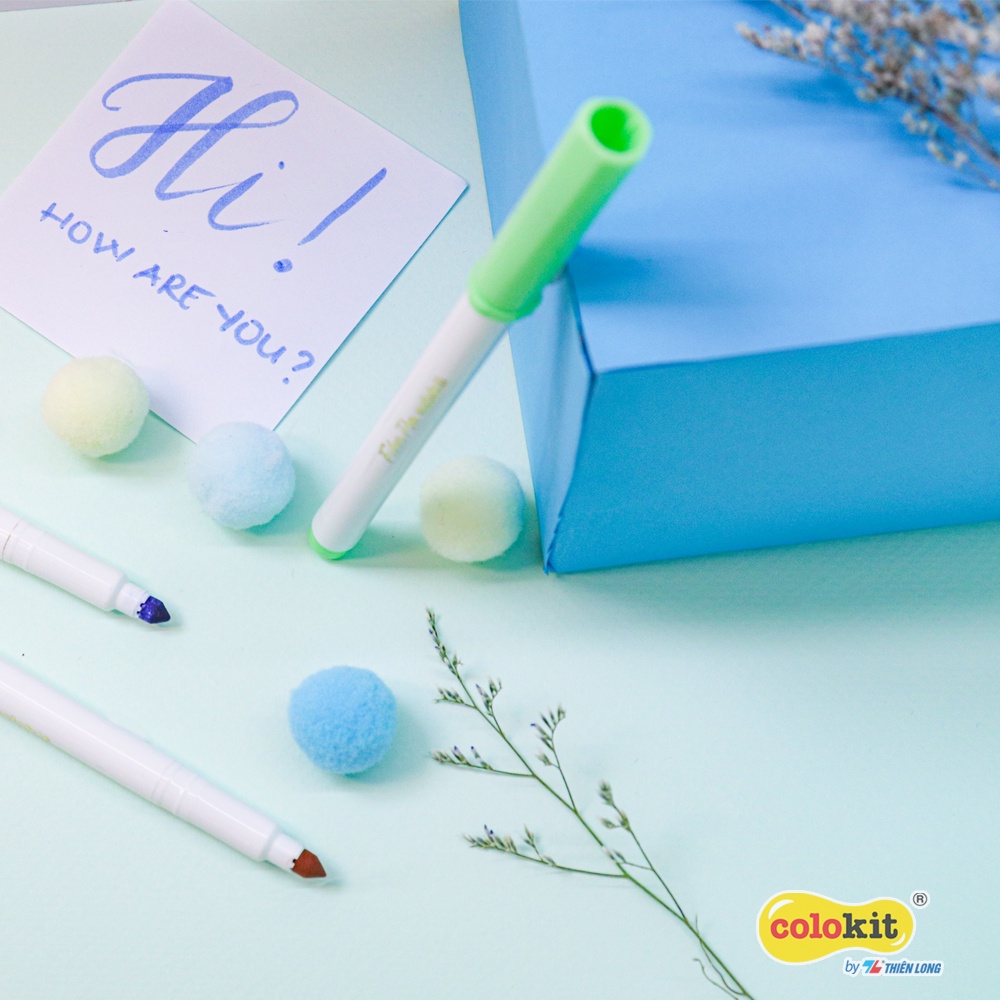 Bút lông 20 màu Pastel Washable Fiber Pen Thiên Long Colokit SWM-C008 - màu rửa được - viết nét thanh nét đậm