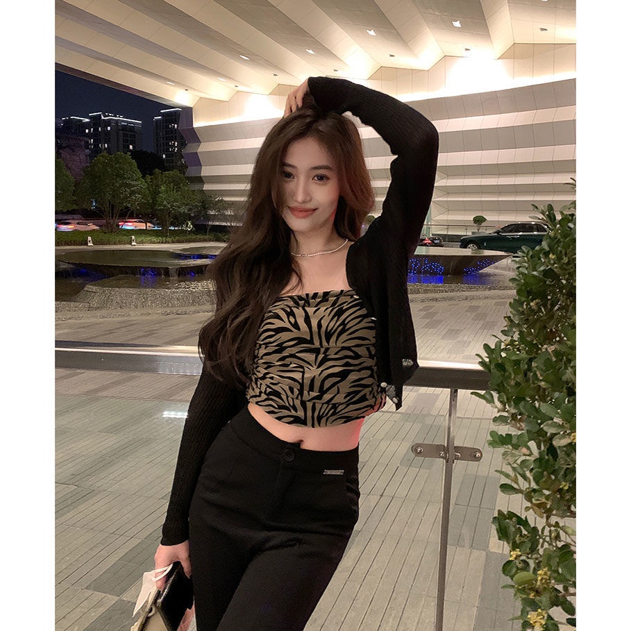 Qiu Meatyao Xiaoxiang Áo Khoác Cardigan Dệt Kim Mỏng Dáng Ngắn Chống Nắng Làm Đẹp Ngọt Ngào