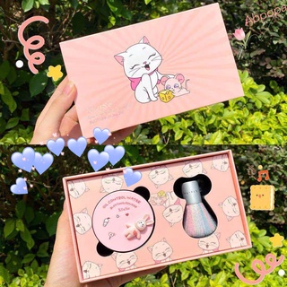 (Hàng Mới Về) Set Phấn Phủ Kèm Cọ Trang Điểm 2 Trong 1 Kiềm Dầu Dưỡng Ẩm Chống Thấm Nước Làm Sáng Da