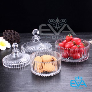 Combo 3 Thố Mứt Thuỷ Tinh Pha Lê Kẻ Sọc Sang Trọng / Thố Mứt Tết VT M3293