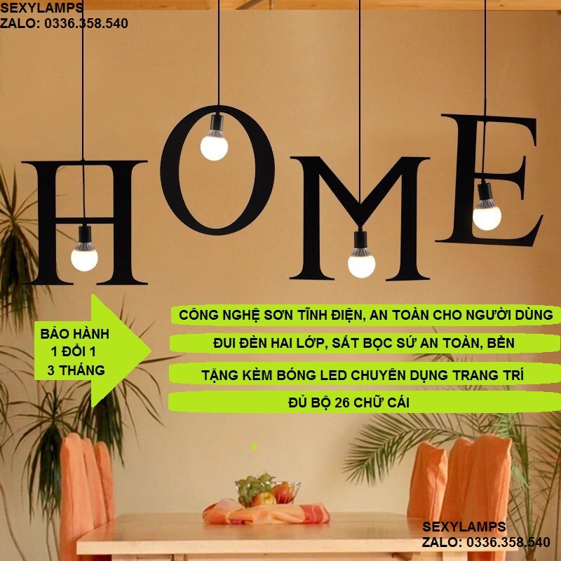 Đèn Thả Chữ Cái. Tặng Bóng Led Thủy Tinh