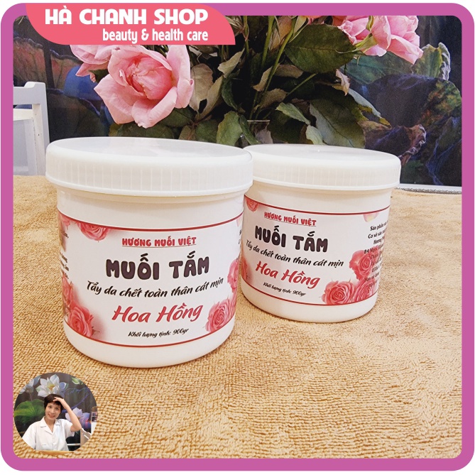 900gr Muối Tắm Tẩy Tế Bào Chết Toàn Thân Hoa Hồng Dạng Cát Mịn Muối Tắm Trắng Cho Cá Nhân Spa