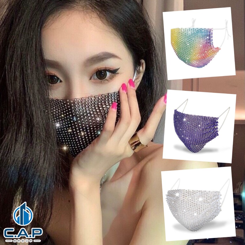 [Mã 44FASHIONSALE1 giảm 10K đơn 50K]Khẩu trang đính đá lấp lánh kim cương nhân tạo kim tuyến kim sa - 0IV-0II2/02V-0III6