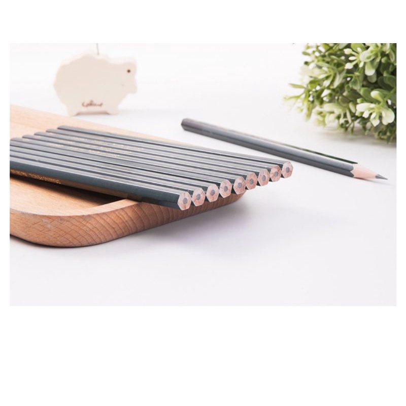 Hộp 10 bút chì hình lục giác HB làm bài kiểm tra, vẽ mỹ thuật ShopMaeum610