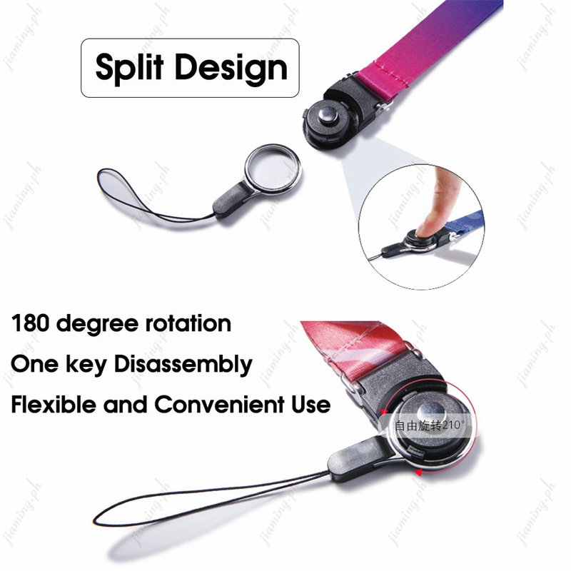 Dây Đeo Cổ 2 Trong 1 Bản Rộng Màu Cầu Vồng Có Khóa Xoay Có Thể Tháo Rời