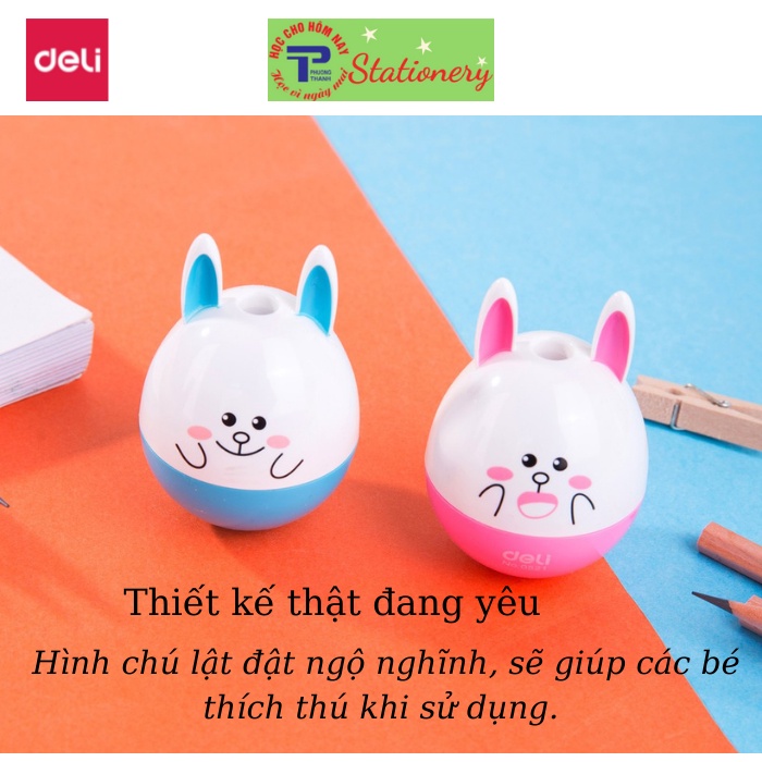 Gọt bút chì Deli hình lật đật, hình thỏ, hình gấu dễ thương hồng, xanh dương - 1 cái - 521 / 522