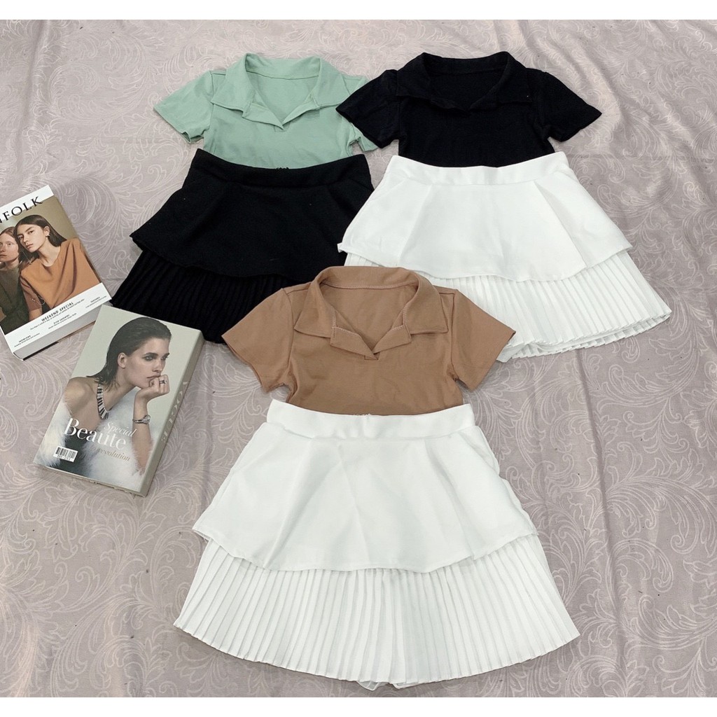 Áo croptop ôm body cổ bẻ trơn cực xinh , chát thun bozip mềm mịn