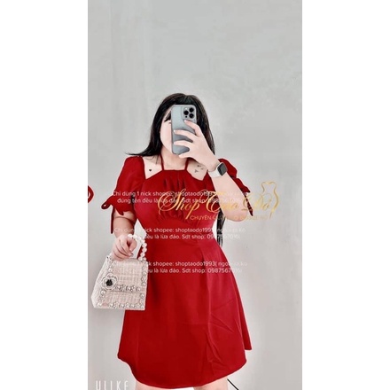 (Shop Bigsize Nữ 50kg-90kg) Đầm cổ yếm - form trên gối - Shop Táo Đỏ Bigsize | BigBuy360 - bigbuy360.vn