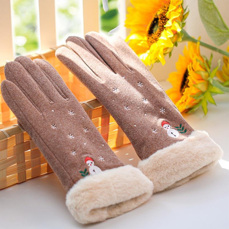 Găng Tay Bông Chống Gió In Họa Tiết Hoạt Hình Người Tuyết Thời Trang Thu Đông Cho Nữ