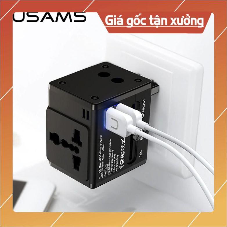 Adapter củ cóc sạc đa năng USAMS T2 TRAVEL hỗ trợ mọi ổ cắm mọi quốc gia trên thế giới - Hàng chính hãng