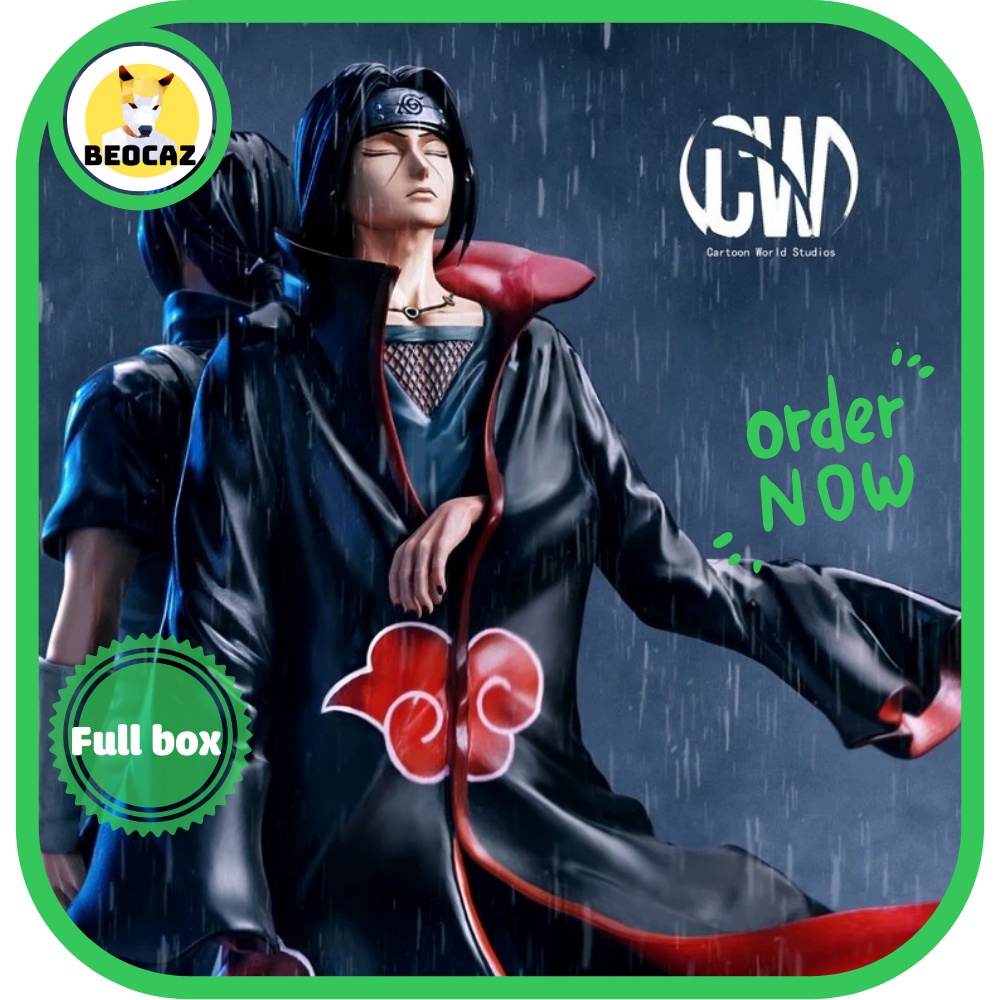 Mô hình Uchiha Itachi Akatsuki có đế quạ màu tím xanh lửa đỏ đen mẫu to 36cm đồ chơi trưng bày Naruto Beocaz