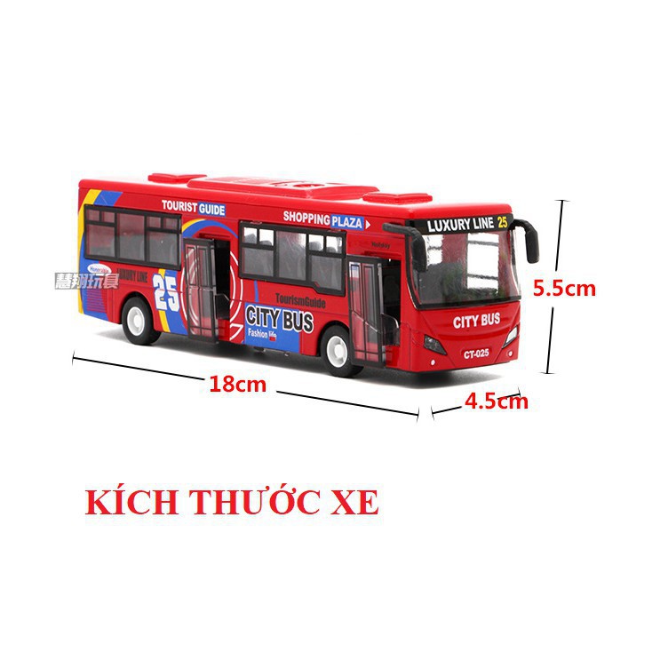 Mô hình xe ô tô City Bus đồ chơi trẻ em bằng sắt chạy cót có âm thanh và đèn xe tỉ lệ 1:32