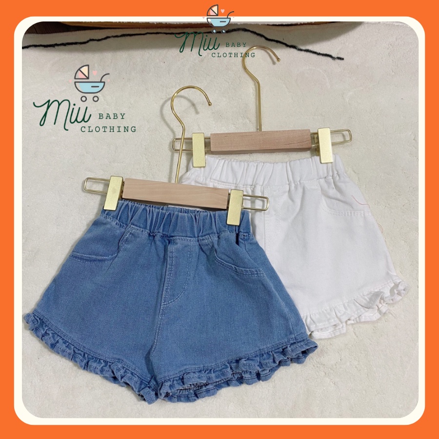 Siêu phẩm quần short , quần đùi jean dáng xòe viền bèo cho bé gái siêu điệu từ 7-23kg
