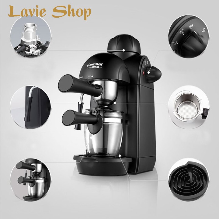 Máy Pha Cà Phê Tự Động Mini Dành Cho Gia Đình Và Văn Phòng Pha Cappuccino, Mocha, Espresso Công Suất Lớn 800W