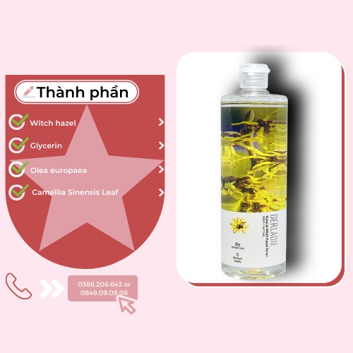 Nước Hoa Hồng Dành Cho Mọi Làn Da Derladie Natural Witch Hazel Toner 500ml TN1443