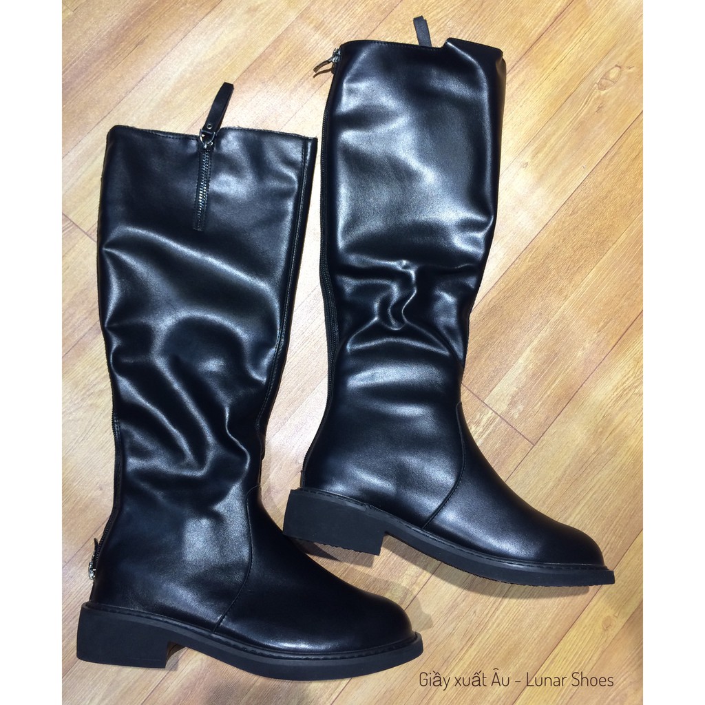THANH LÝ Y771 Bốt nữ Boot cao dưới Gối da lì màu Đen hàng Quảng Châu cao cấp