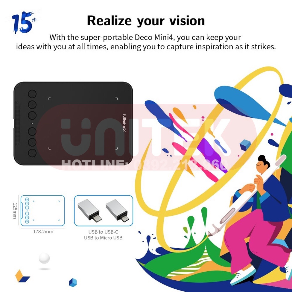 Bảng vẽ điện tử XP-Pen DECO Mini4 Android 8192 Mức Lực Nhấn cao cấp - Bảng vẽ điện tử XP-Pen DECO chính hãng