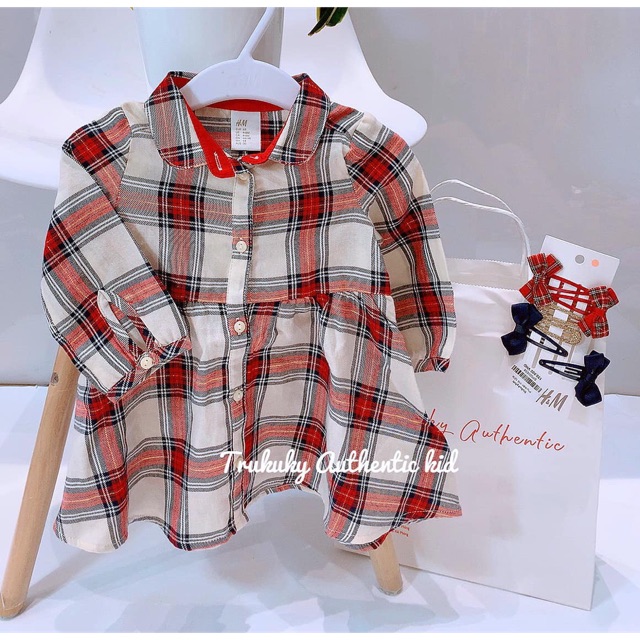 Váy sơ mi kẻ đỏ H&M