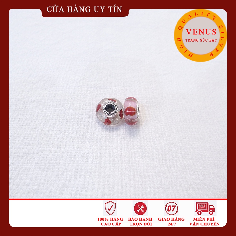 [Charm bạc 925 cao cấp] Charm glass hồng đậm- Mã sản phẩm VENUSG13